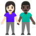 woman and man holding hands, light skin tone, dark skin tone